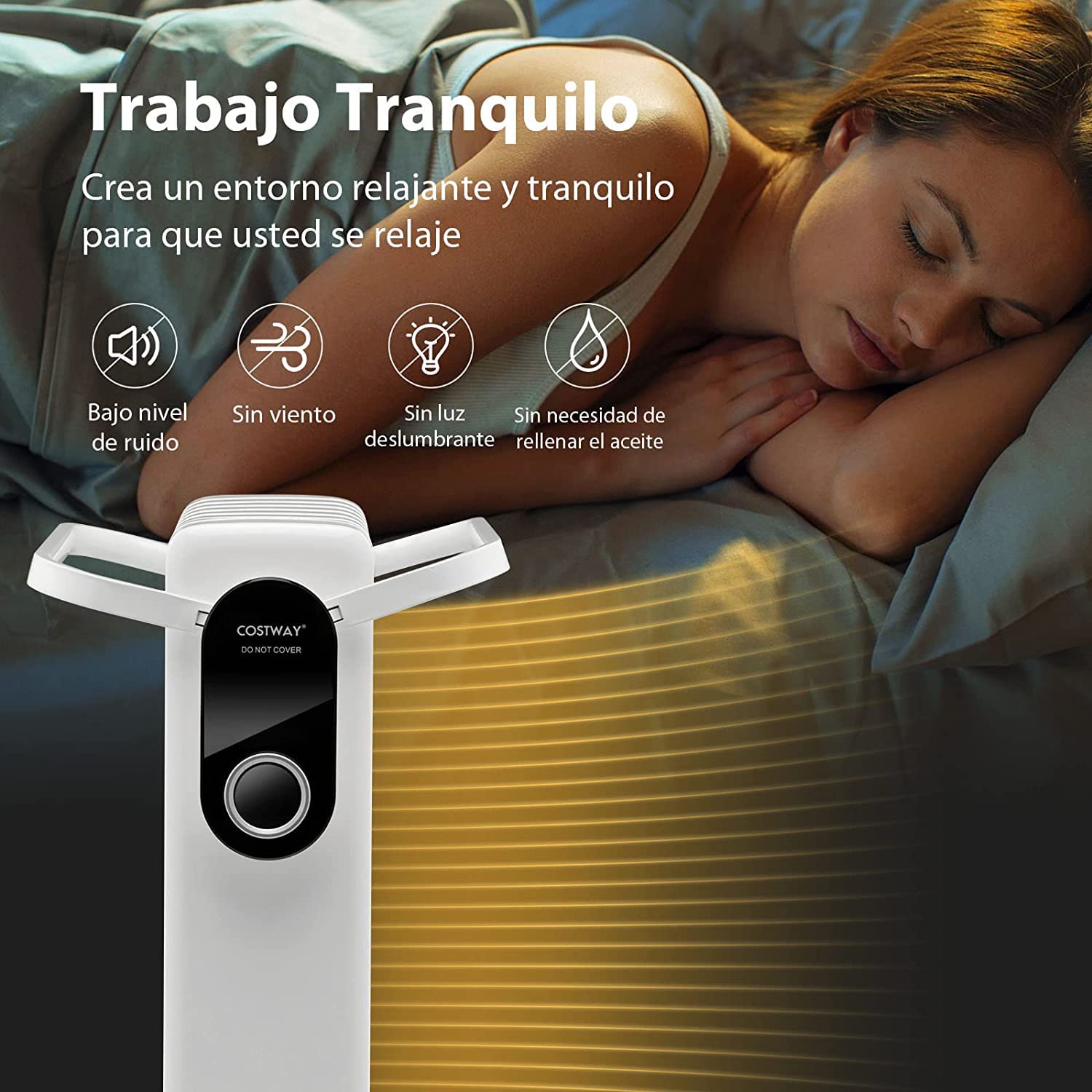 COSTWAY 1500W Radiador Eléctrico de Aceite, Calentador Eléctrico Bajo Consumo, 3 Ajustes de Calor hasta 35°, Estante Plegable para Colgar, Calentador de Bajo Ruido de Interior (Blanco)