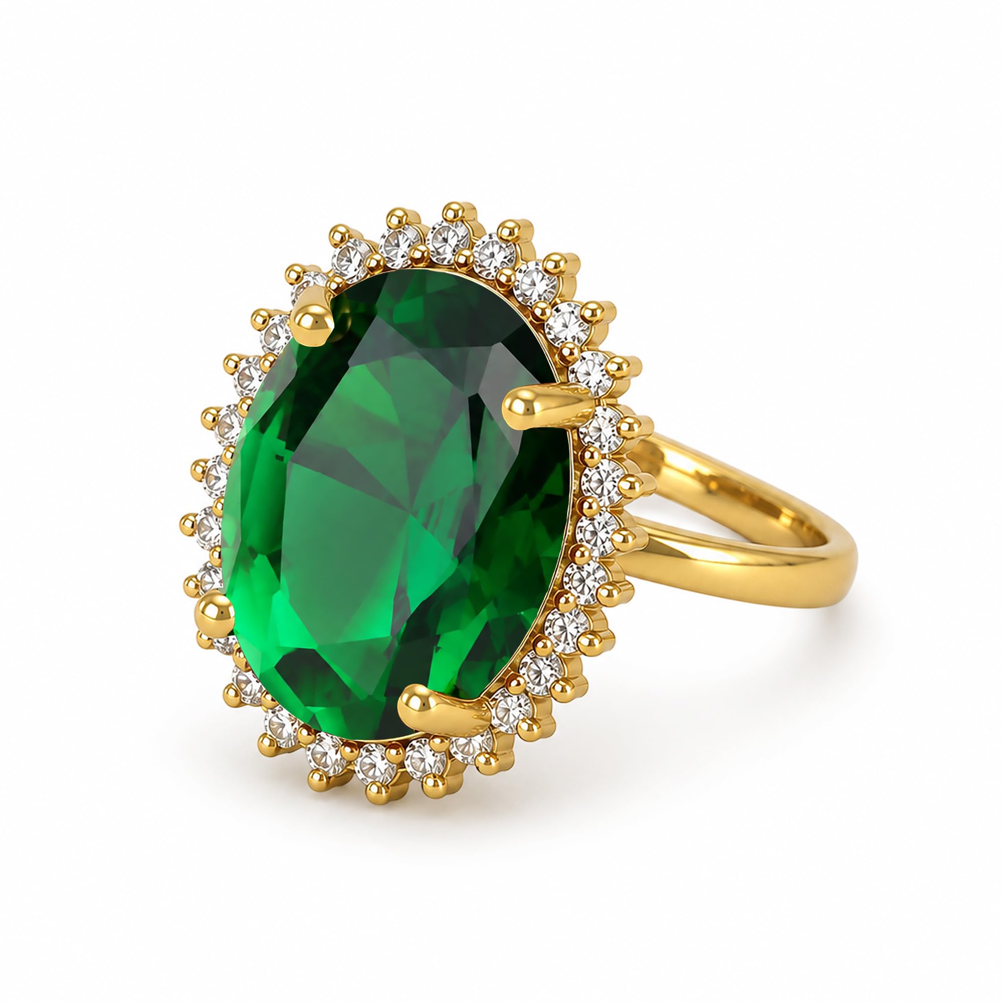 Finger Rings for Women Stylish Green American Diamond/CZ Gold Plated Adjustable Trendy Rings for Women and Girls-image-33