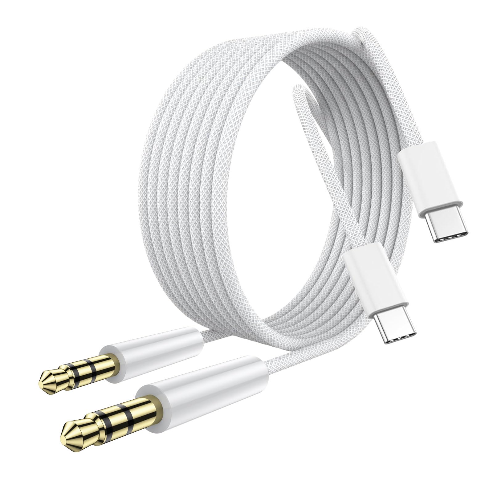 Aux-auf-USB-C-Kabel, AUX-Kabel für iPhone 16/15, USB C auf 3,5 mm Stecker, Audiokabel, kompatibel für Auto/iPhone 16 Plus/16 Pro Max/Samsung Galaxy S23 S22 Note 20/Pixel 5 XL, 2 Stück