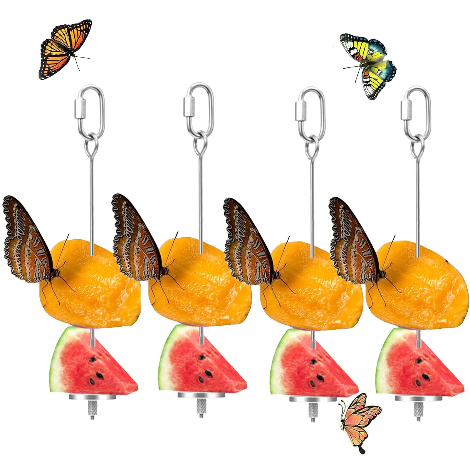 Mangeoires à papillons suspendues avec support fruits et oiseaux pour cour - Lot de 4