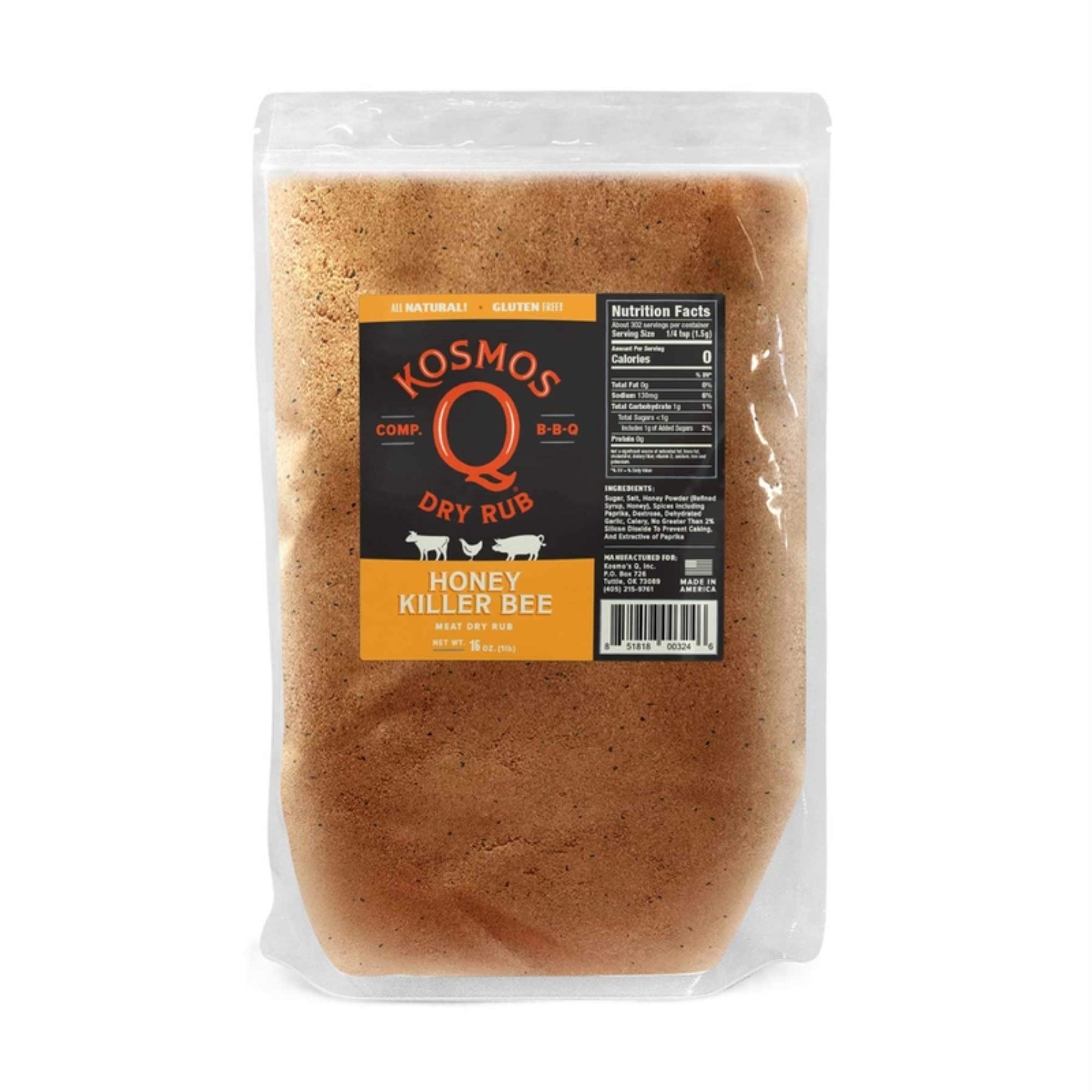 Kosmos QHoney Killer Bee BBQ Rub 16 oz. - Total Qty: 1