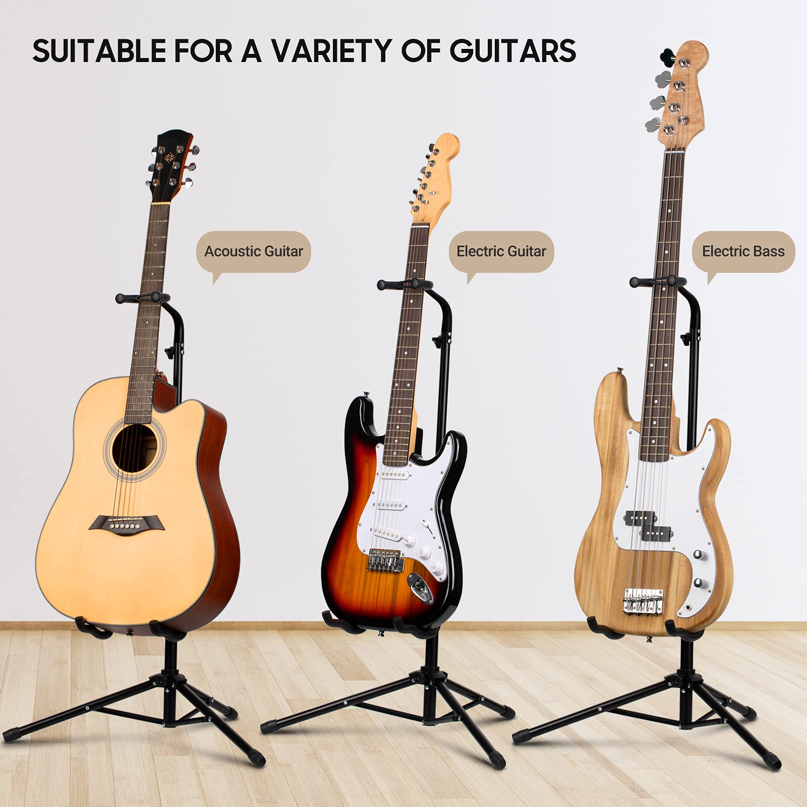 Supporto Per Chitarra Da Terra Regolabile - Stand Universale Per Chitarra Acustica, Elettrica, Ukulele - Foto 7