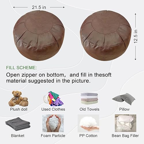Miniatura 2 de Funda de puf sin relleno otomana puf taburete de pies reposapiés solución de almacenamiento o boda vacía y nueva marrón chocolate
