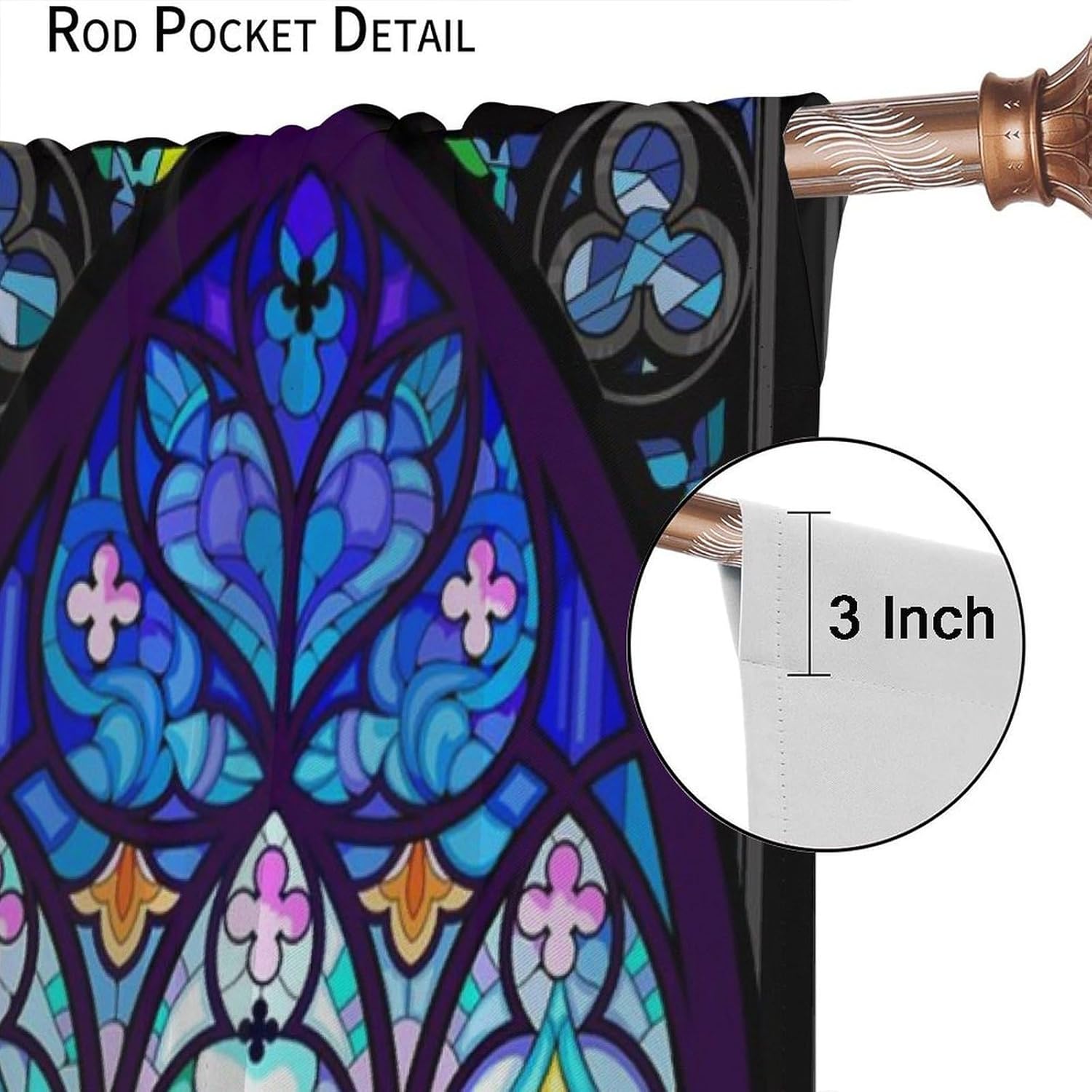 Stained Glass Window Curtains,Mid-Century Vintage Art Print Window Treatments for Bedroom Living Room Office Kitchen Middle Century Abstract Drapes 2 Panels Set,Total Size 42 x 45 Inch