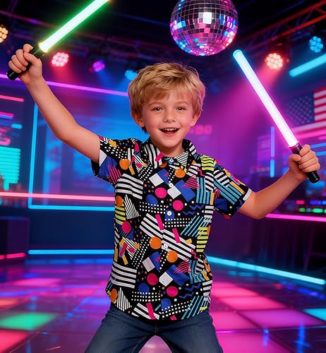 Miniatura 5 de Enlifety 2-10T Camisa hawaiana para niños y niñas, de manga corta, con botones, blusa casual de verano hawaiano