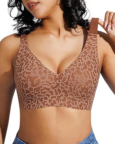 Popilush Wireless Bras Women Seamless No Underwire Push Up Bra Supportive Deep V Bralette Everyday Comfortable T-Shirt Bra