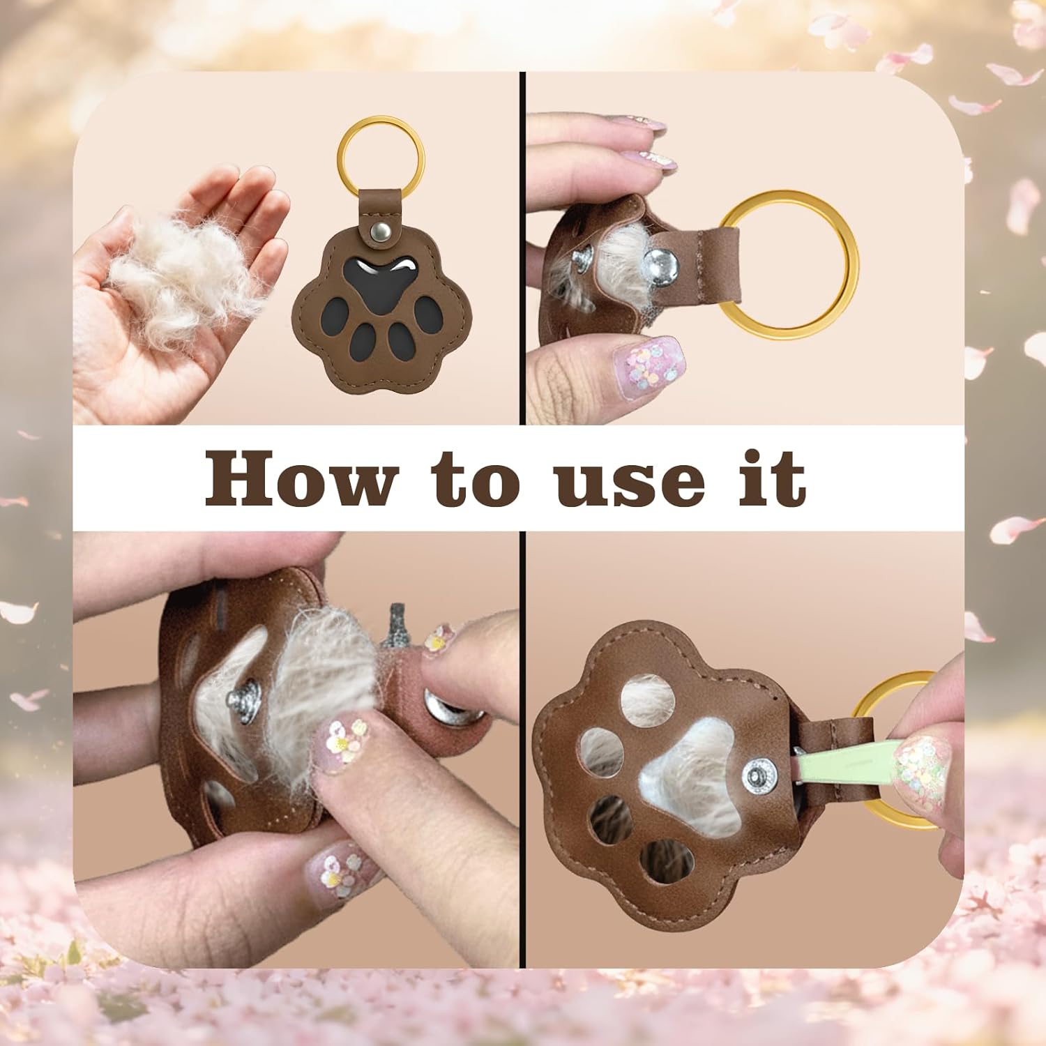 Personalized Pet Memorial Gifts for Dogs, Custom Name Paw Shaped Leather Keychain, Handmade Keepsake Cat and Dog Hair Keyring - Image 6