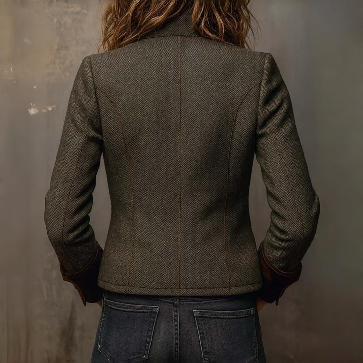 Tweed Blazer Women's Vintage Tweed Blazer with Velvet Trim, Structured Blazers Spring Work Dressy Business Casual Coat - Image 4