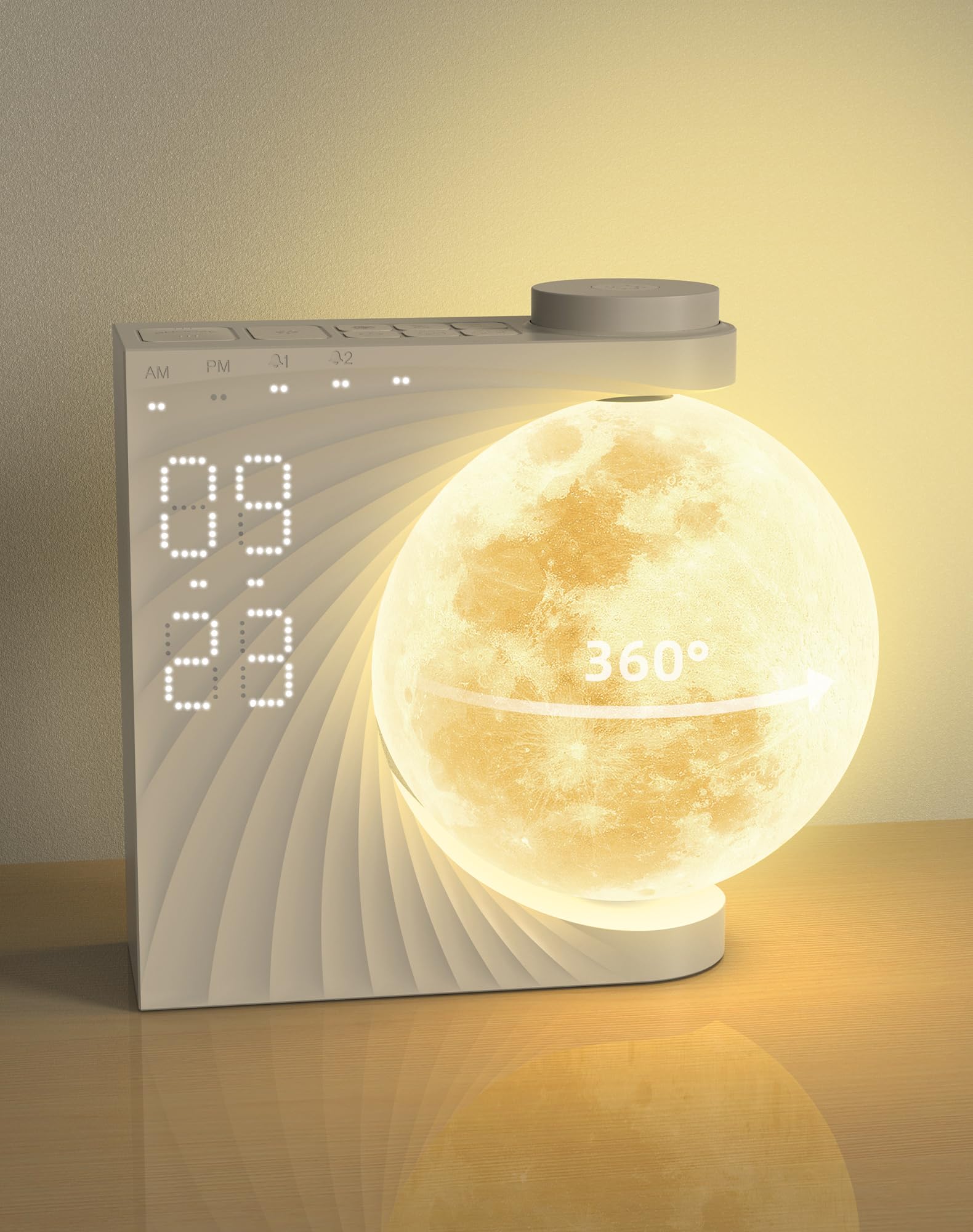 INSSISAIN Sunrise Alarm Clock for Bedrooms - Auto-Rotating Moon