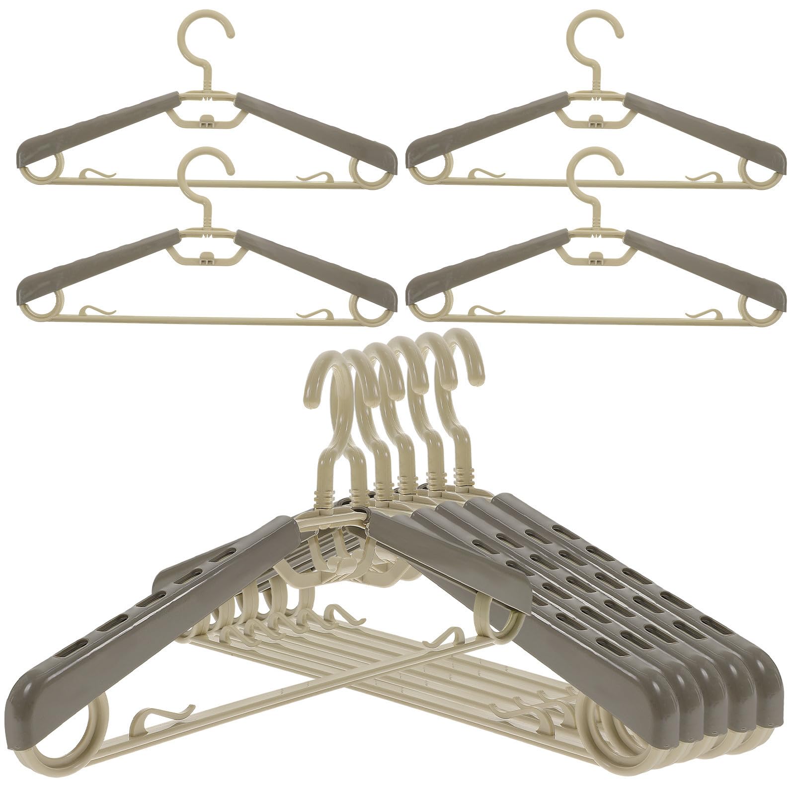 Garneck 10 Perchas Ajustables para Ropa Diseño Ergonómico y Estructura Resistente de Abs, Extra Anchas y Expandibles para Optimizar el Almacenamiento el Armario