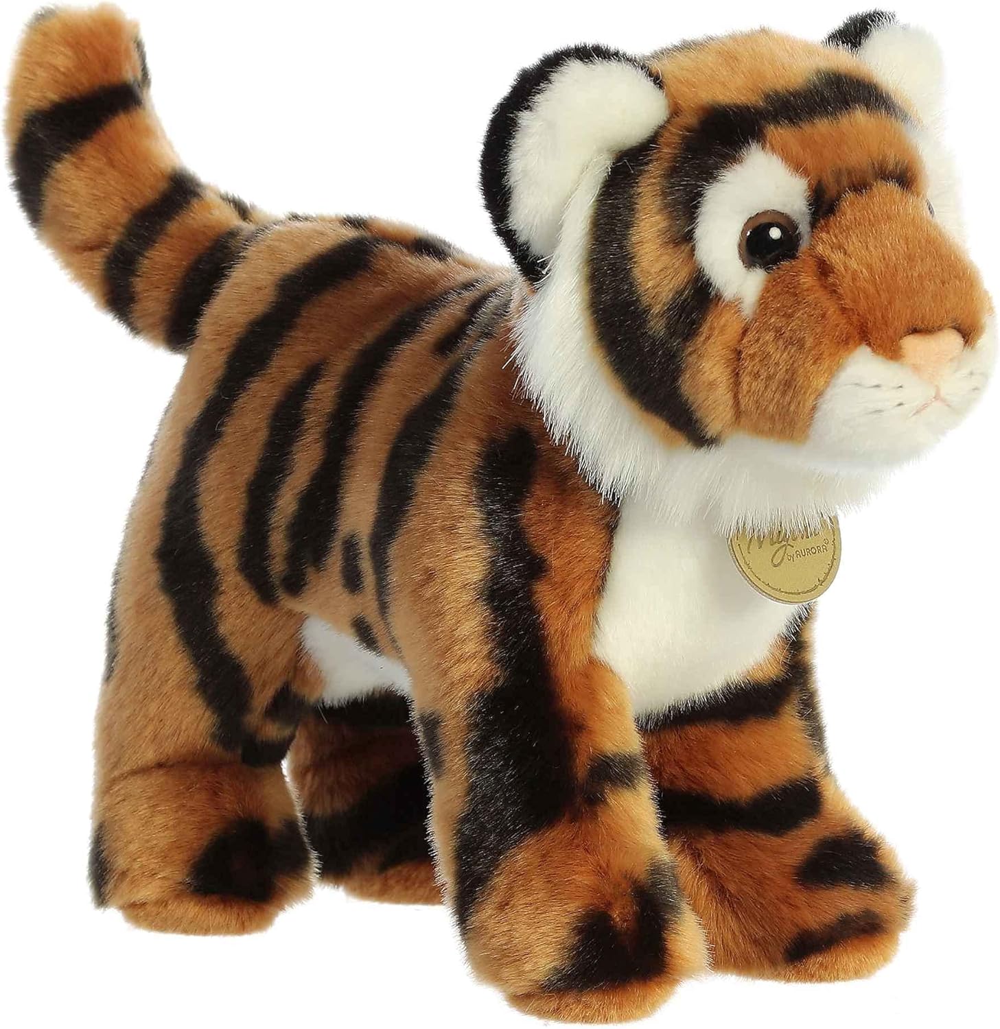 Aurora® Realistic Miyoni® Bengal Tiger Stuffed Animal - Lifelike Details Make a Cherished Companion - Perfect for Decorating Bedrooms or Classrooms - Brown 9 Inches