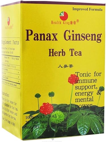 Health King Panax Ginseng té de hierbas bolsitas de té caja de 20 unidades paquete de 4