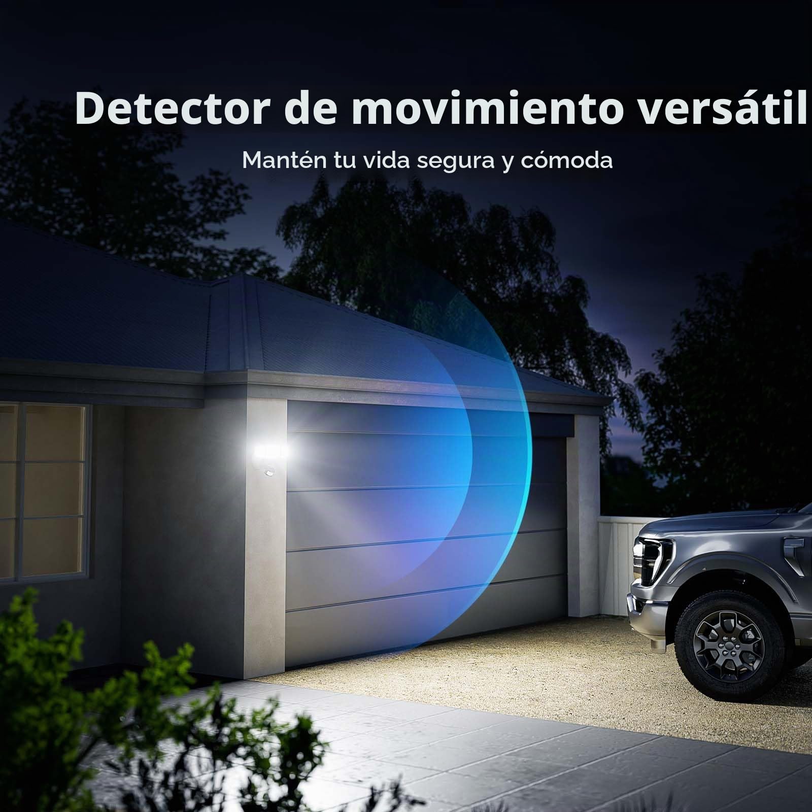 Onforu 55W Foco de Seguridad con Sensor de Movimiento, 3 Cabezas 5000 LM Foco Exterior LED, IP65 Impermeable Proyector Foco LED con Detector, 6500 K Blanco Frío para Jardín, Patio, Garaje, Entrada
