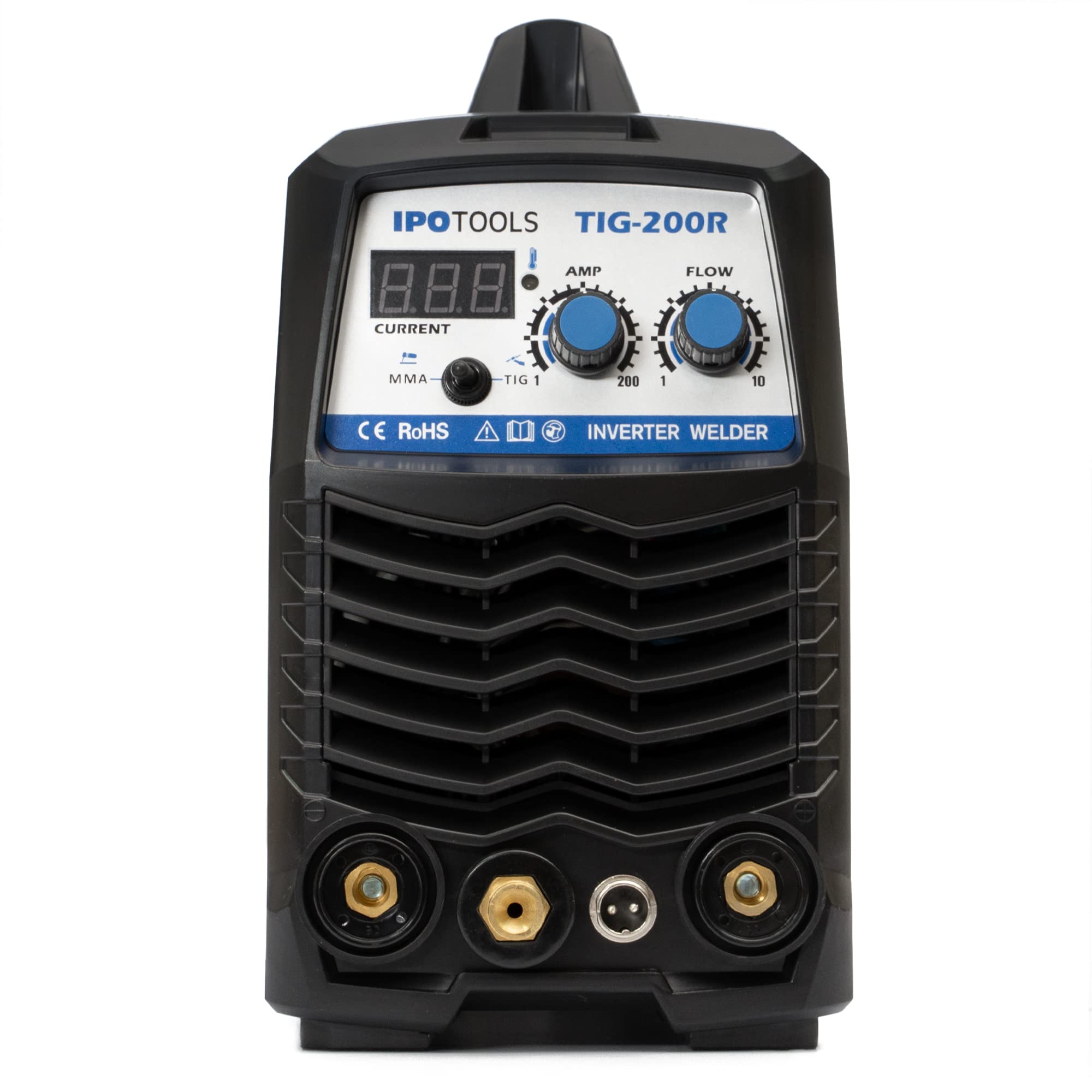 IPOTOOLS TIG-200R spawarka TIG WIG DC – spawarka TIG WIG 200 A, w pełni cyfrowa spawarka inwertorowa z cyfrowym wyświetlaczem LCD, zapłon HF, MMA E-Hand IGBT