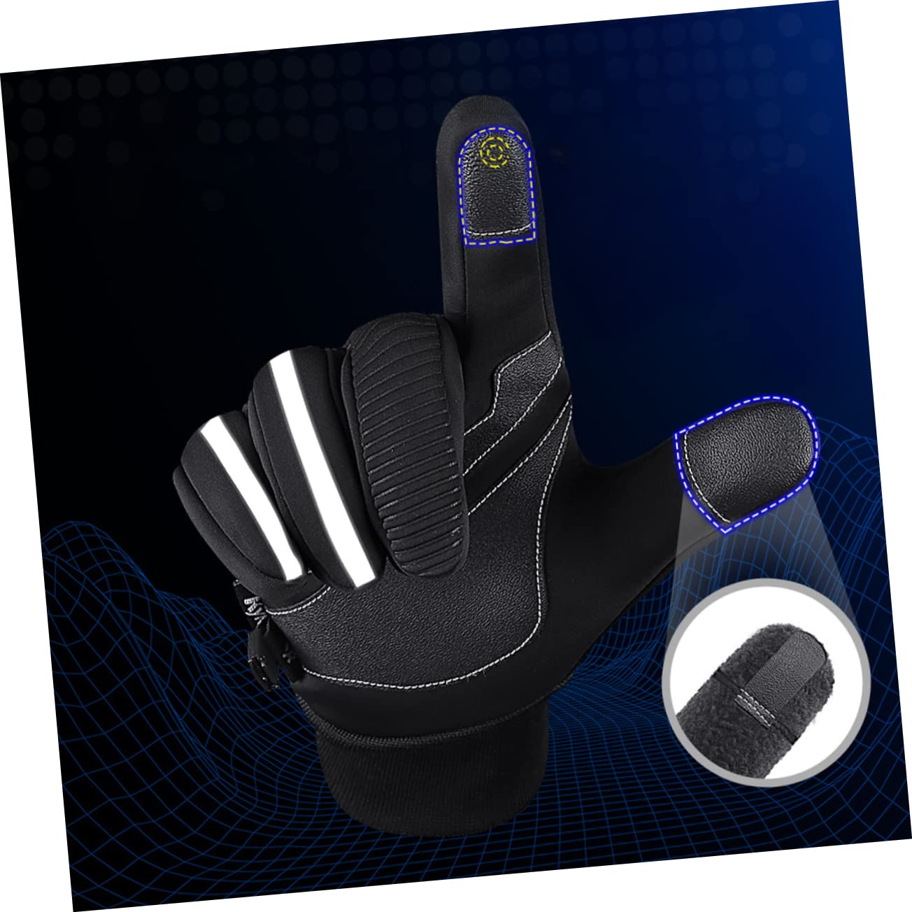 POPETPOP Heated Riding Gloves Touch Screen Windproof and Waterproof Men's Thermal Touch Screen Gloves Full-Finger Design 1 Pair