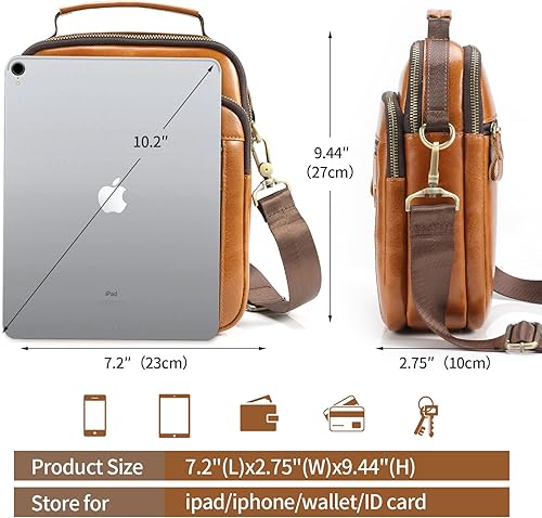 Miniatura 6 de Bolso de mensajero para hombre, bolso de cuero de grano completo para hombre, bolsos de hombro, bolsa cruzada para trabajo y negocios