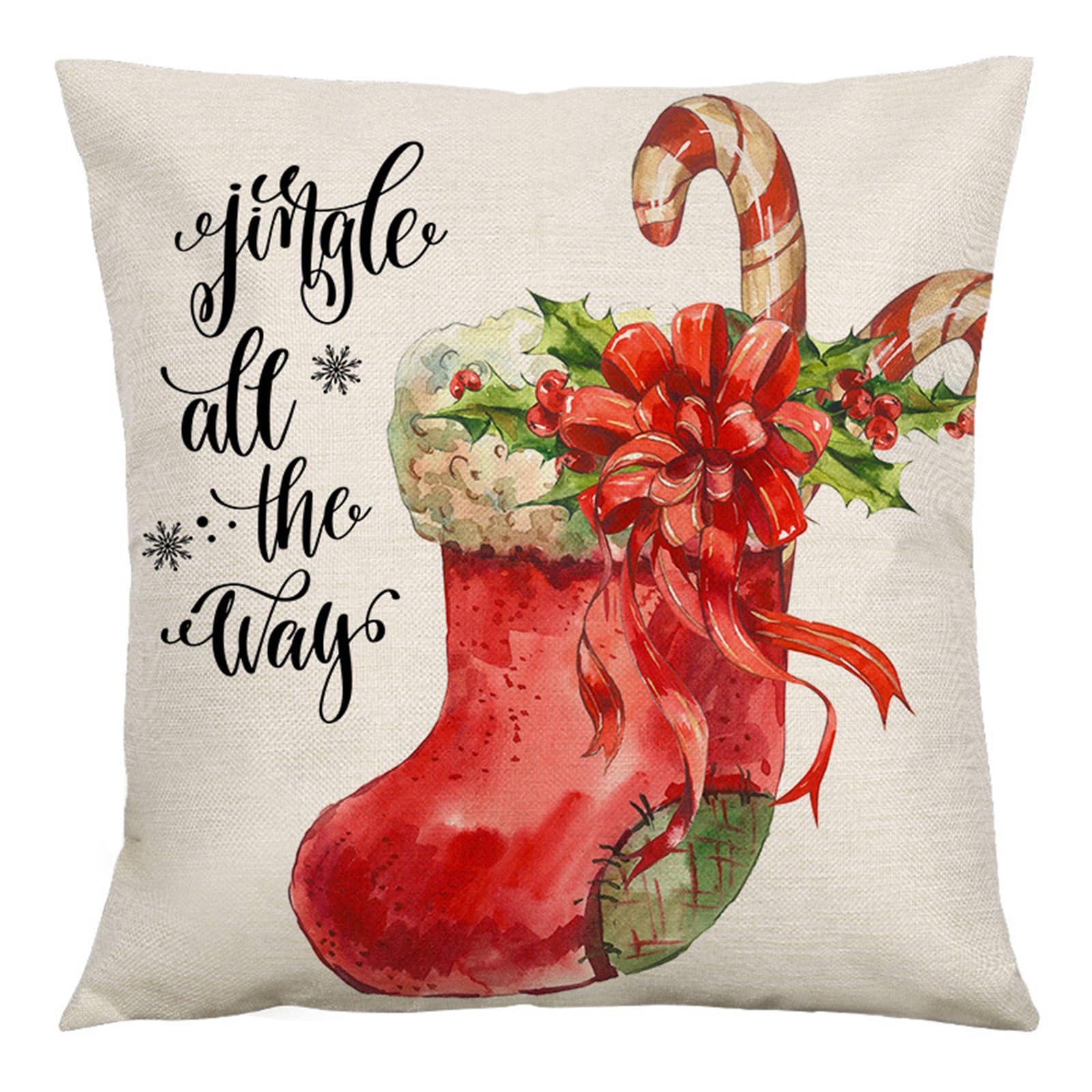 Jazuaiao Santa Pillow Cases Christmas Santa Snowman Cushion Cover Navidad Festival Home Decor Home Decor