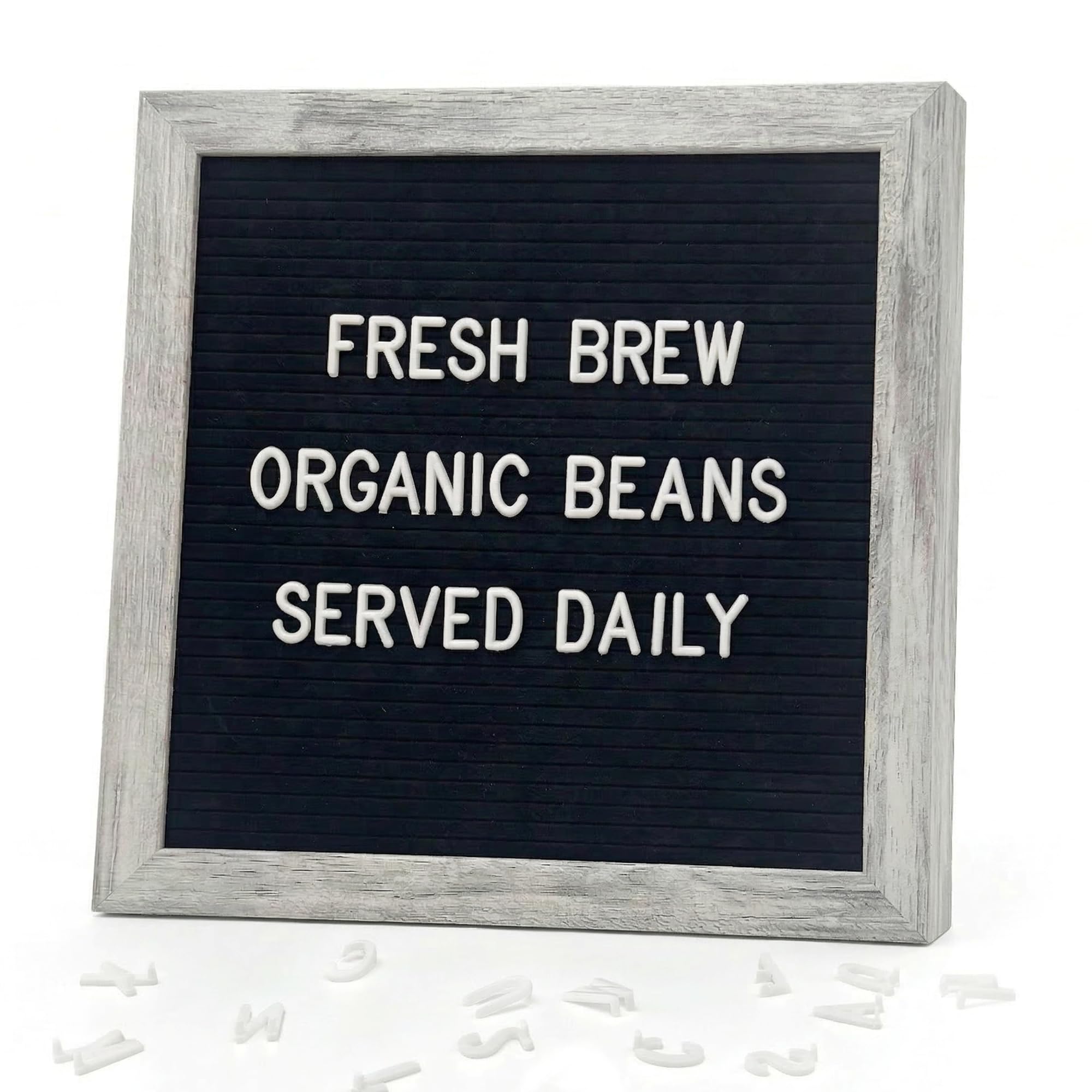 Photo 1 of C CRYSTAL LEMON Felt Letter Board 10x10" Rustic Black Wood Frame