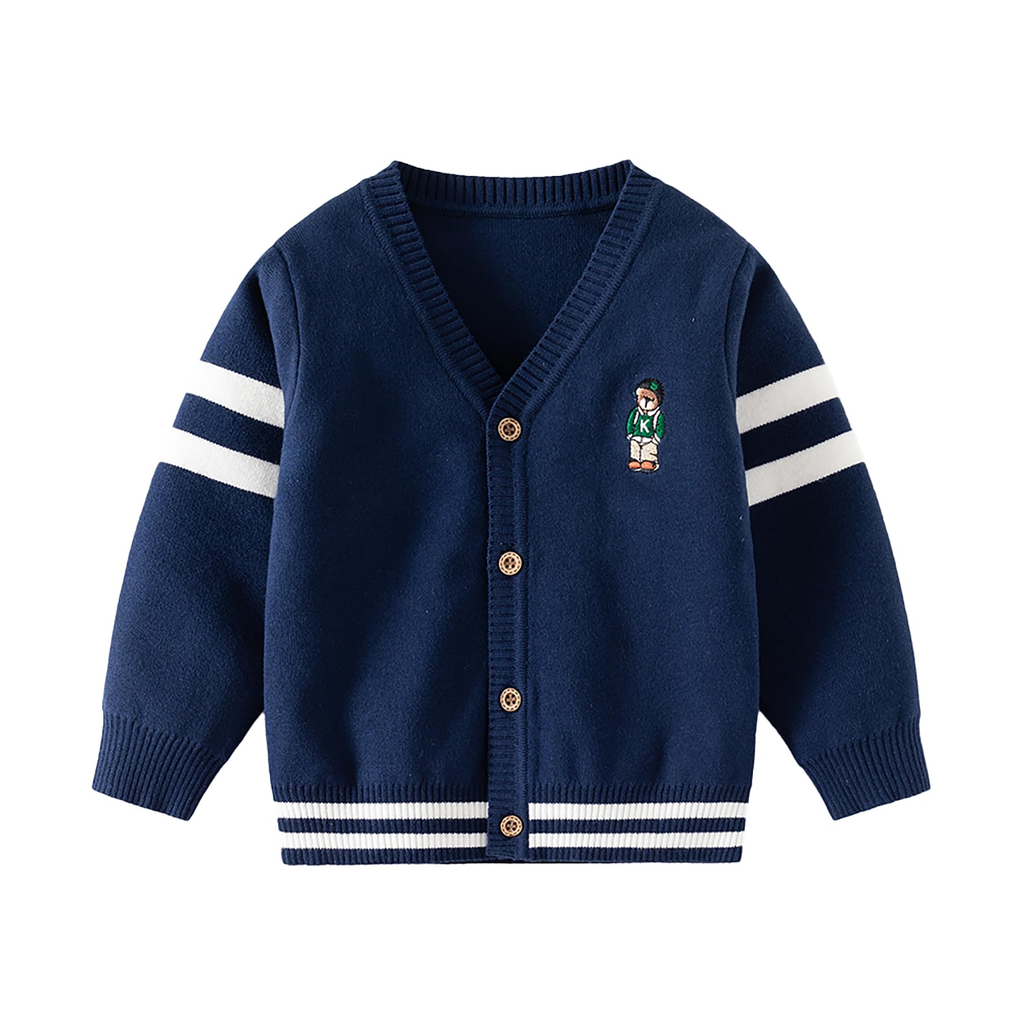 AQEACARMON Baby Boys Girls Button Up Cardigan Sweater Dinosaur Full-Zip Long Sleeve V Neck Cartoon Embroidery Coat