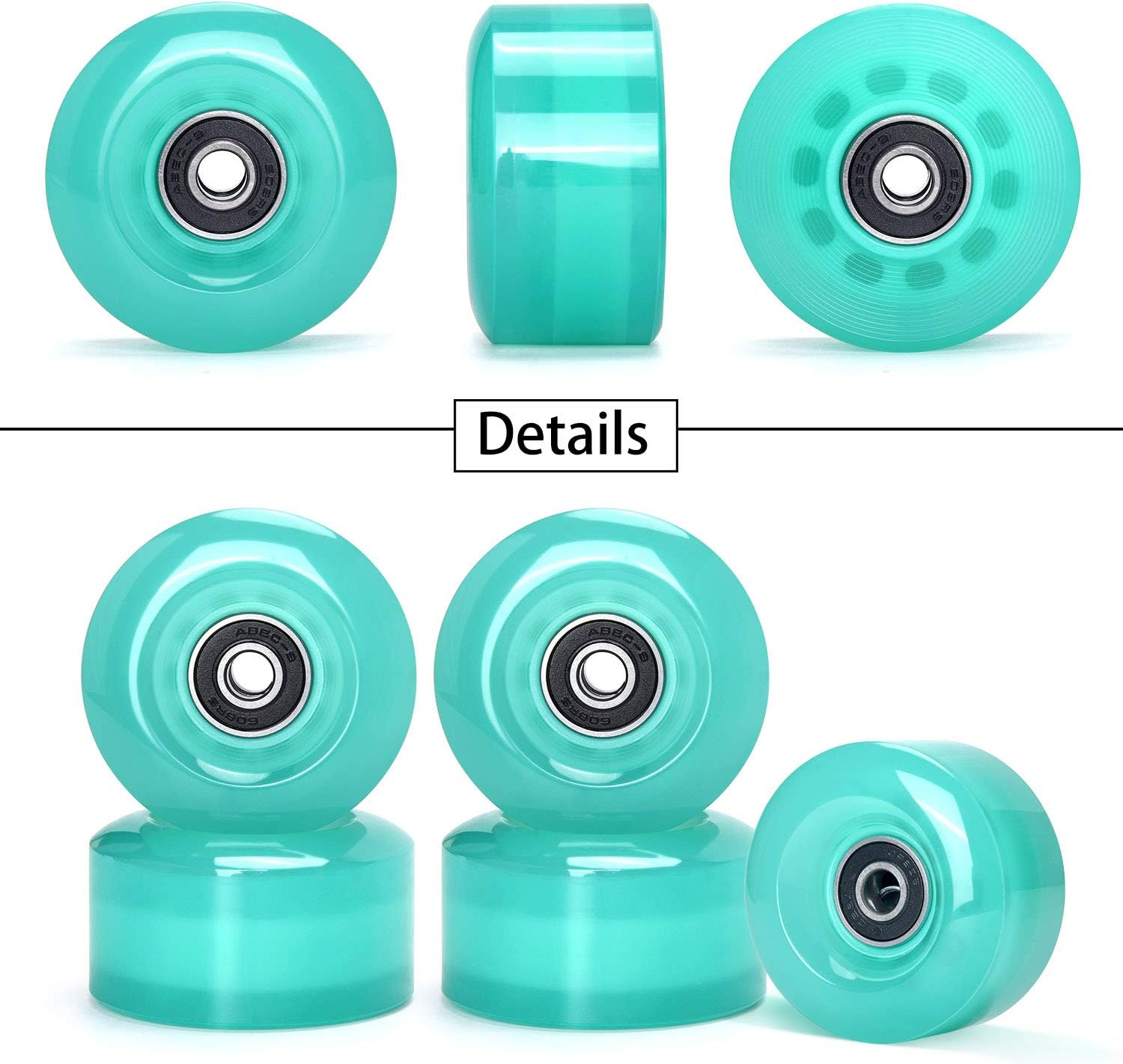 TOBWOLF 8 Pack 58mm x 32mm / 65mm x 36mm Quad Roller Skate Wheels with ABEC-9 Bearings, Durable Wear-Resistant PU Wheels Replacements Double-Row Roller Skating Accessories