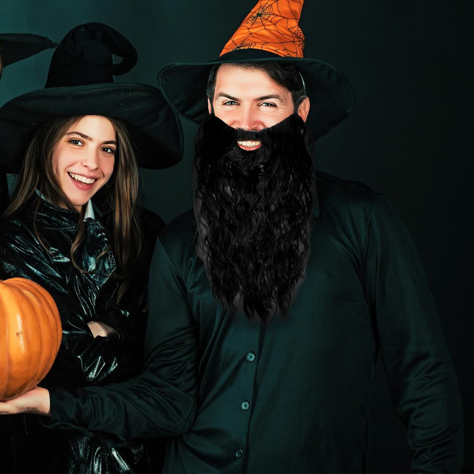 Barba finta, baffi artificiali per costume da Babbo Natale, barba lunga con baffi e baffi da Babbo Natale per Halloween, mascherata, Natale