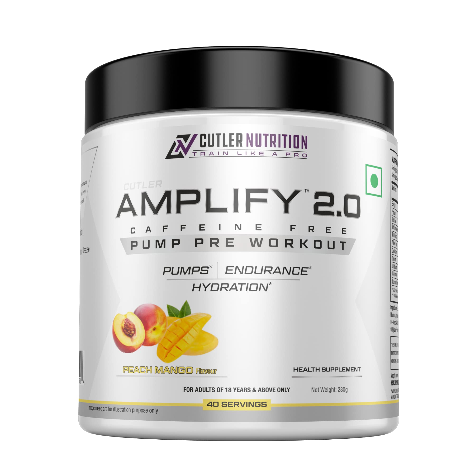 Cutler Nutrition Amplify Caffeine Free Pre Workout for Men and Women Stimulant Free Muscle Pump Enhancer with Arginine, Coconut Water, and L-Citrulline, 40 servings (Peach Mango)-image-37
