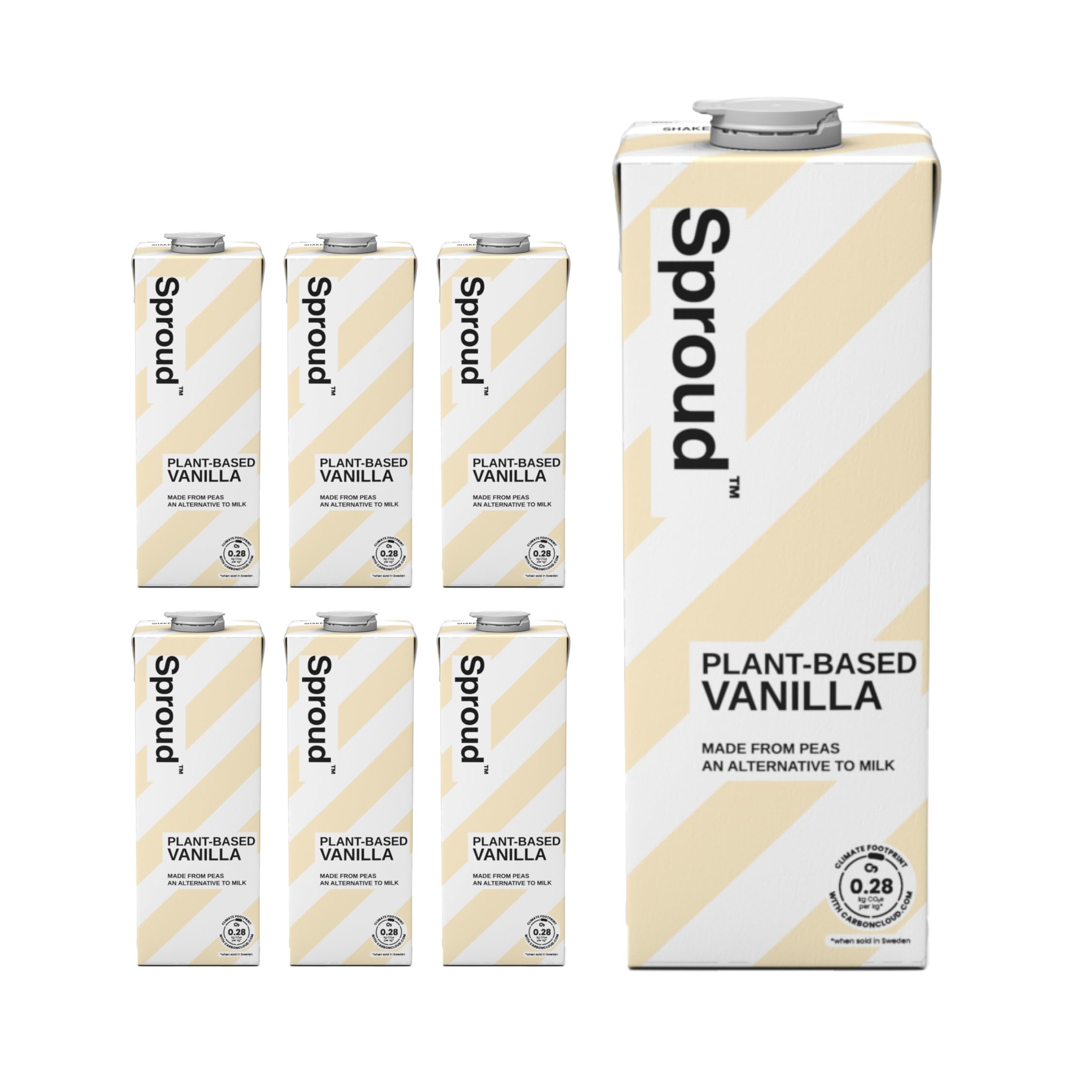 SproudVegan Pea Protein Milk, Vanilla Flavour, Pack of 6 (6 x 1000 ml)