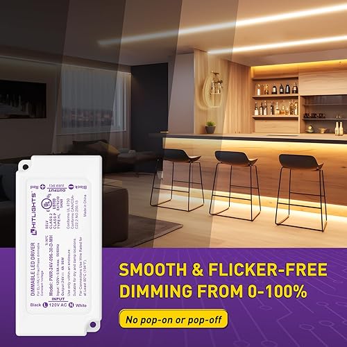 Miniatura 9 de HitLights Controlador LED regulable de 60 W, transformador electrónico, fuente de alimentación de 120 V CA a 24 V CC para tira de luz LED, proyecto