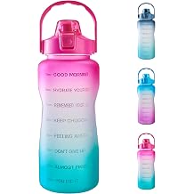 EYQ 64oz/128oz Leakproof Free Drinking Water Bottle with Motivational Time Marker BPA Free for Fitness, Gym and Outdoor Sports