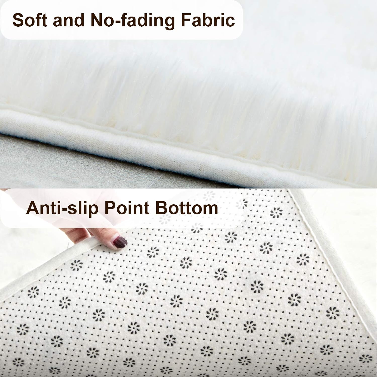 TWINNIS Super Soft Shaggy Rugs Fluffy Carpets 6x9 Feet, Indoor Modern Plush Area Rugs for Living Room Bedroom Kids Room Nursery Home Decor, Upgrade Anti-Skid Rectangular Fuzzy Rug, Cream White