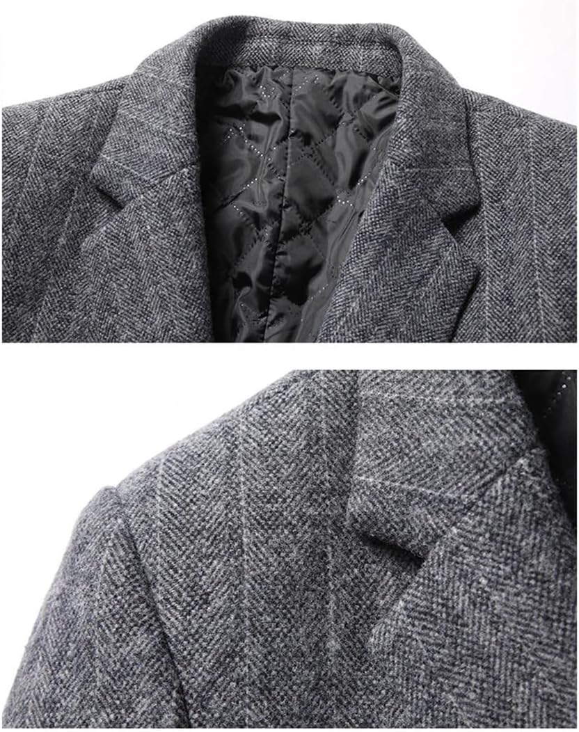 Haitpant Mens Stripe Wool Trench Coats Luxury Winter Jackets Long Suits Slim Thicken Overcoat Vintage Mid-Length Woolen Tops