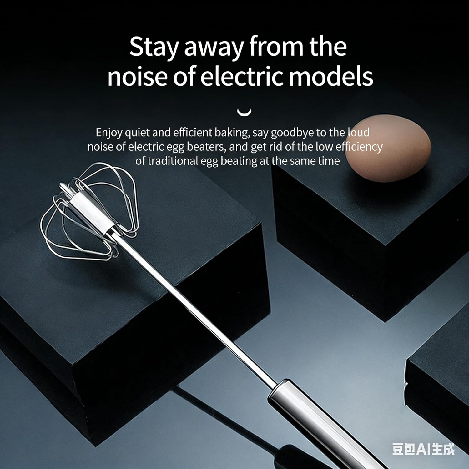 Stainless Steel Semi-Automatic Egg Beater, Manual Hand-Push Rotating Mixer, 3-Piece Set, 10, 12 and 14 Inch, for Mixing, Beating, Stirring