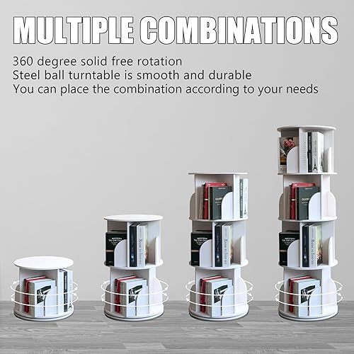 Miniatura 4 de YGYQZ Estantería giratoria de 4 niveles, exhibición de 360 vistas, estante de almacenamiento giratorio único para estantería pequeña giratoria,