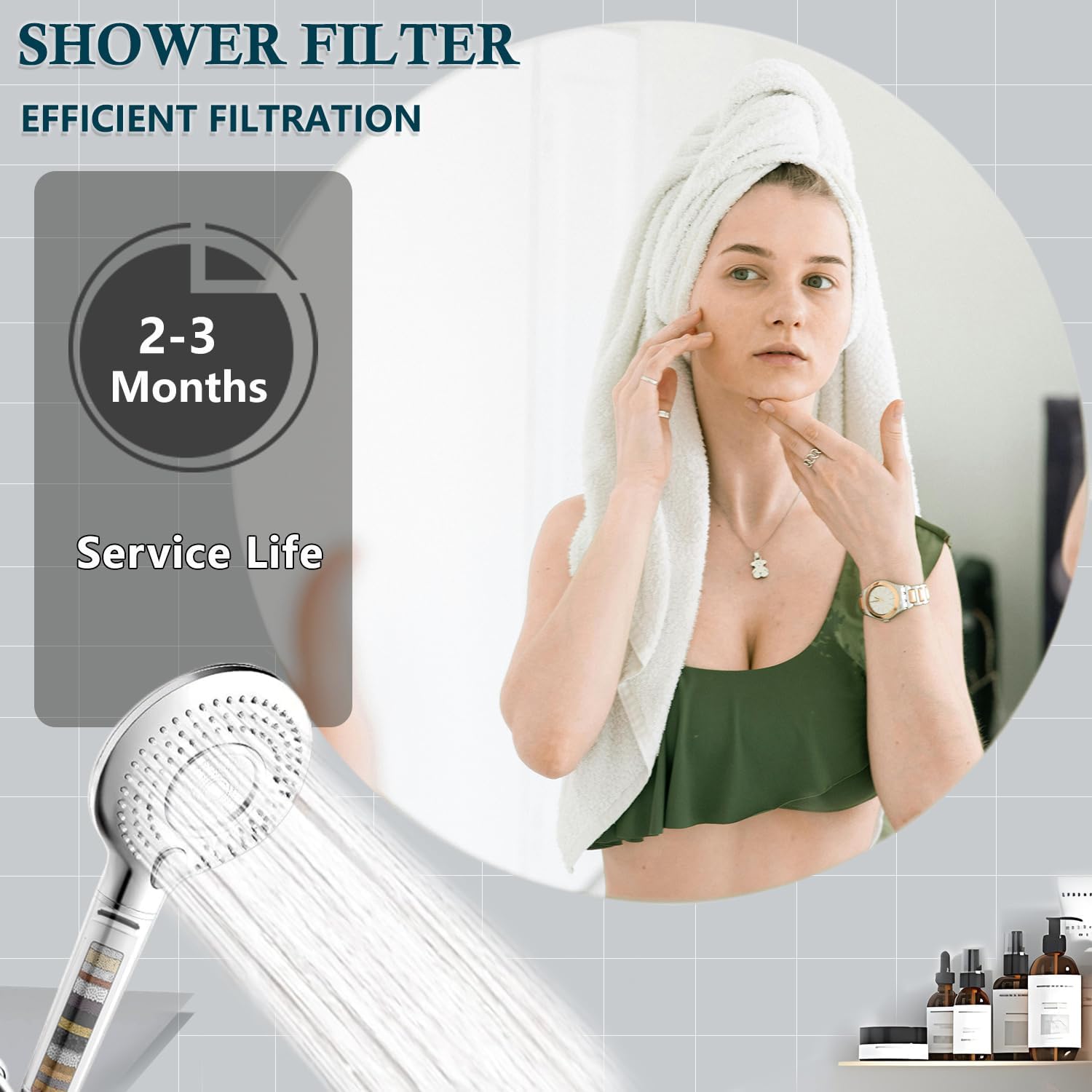Replacement Shower Filter for Handheld Shower Head,Compatible with FEELSO Shower Head Handheld,15 Stage for Hard Water Remove Chlorine and Harmful Substances.（2 Pack）
