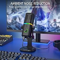 Vista 6 de Micrófono dinámico XLR/USB para podcast de juegos, micrófono para iPhone, teléfono, computadora, computadora, micrófono de transmisión con luz RGB