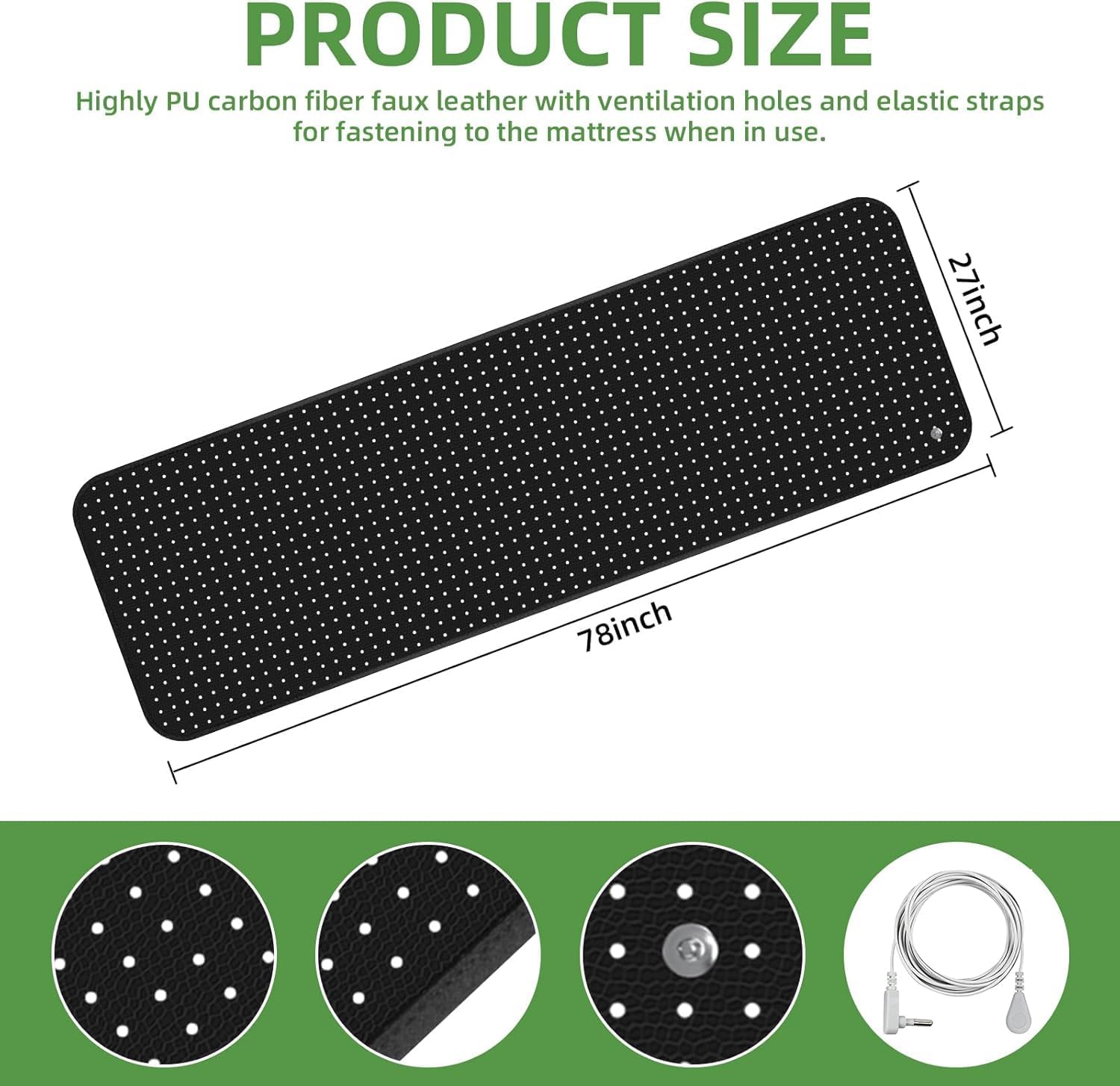 Grounding Mat, Grounding Mat for Bed with Grounding Cord, Soft PU Leather Grounding Sleep Mat, Grounding Mat for Better Sleep - Image 5