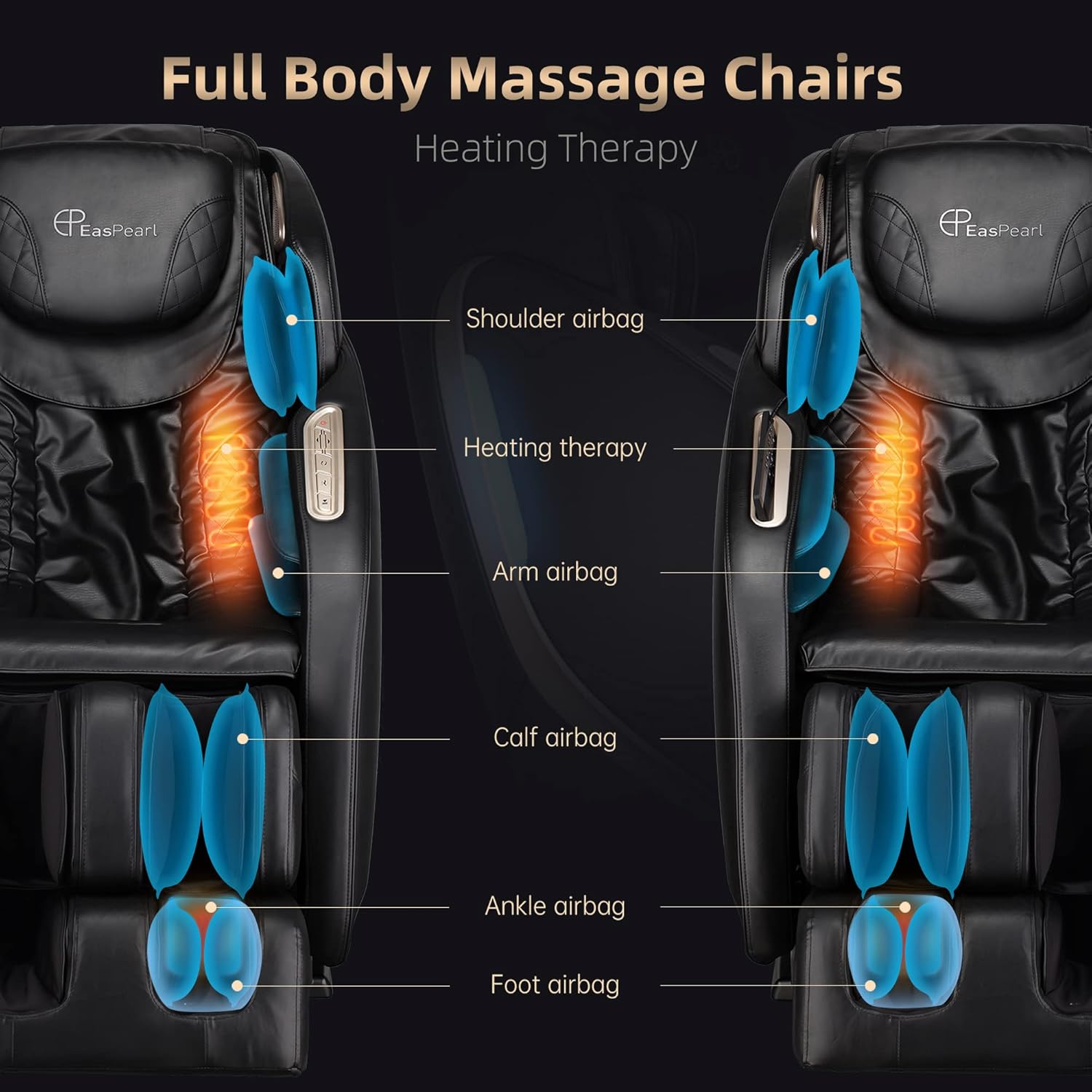 Easpearl 2022 Massage Chair Full Body,Zero Gravity Recliner with Anion,SL Track,Shortcut Key,Thai Stretch,Bluetooth,Heated,Body Scan,Ambient Light,Shiatsu Massage Chair (Black) : Beauty & Personal Care