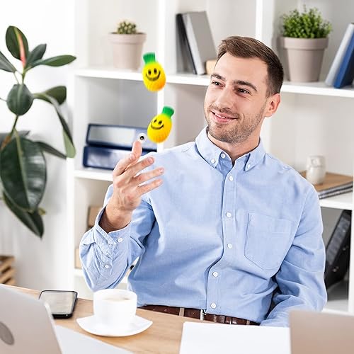 Miniatura 5 de 30 unidades de bolas de estrés de piña, sonríe piña, bolas para apretar, juguete para aliviar el estrés de la fruta para el ejercicio de los dedos,