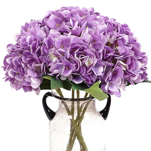 Kimura's Cabin 6Pcs Artificial Silk Hydrangea Fake Flowers Faux Hydrangeas