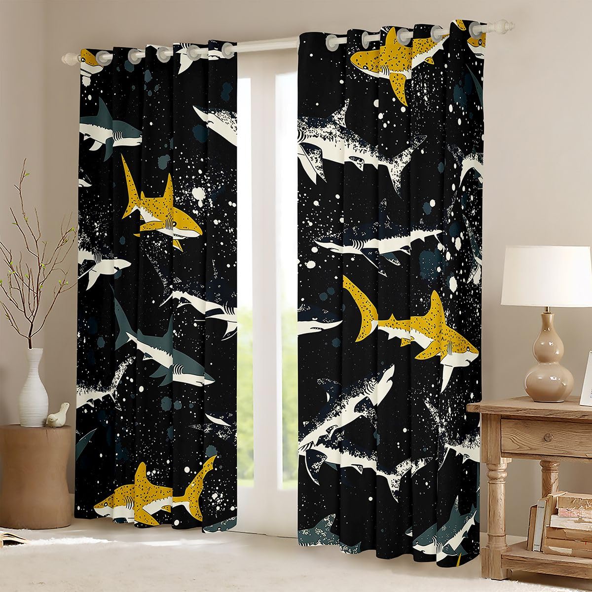 Homemissing Tende oscuranti per camera da letto e soggiorno, motivo animali marini e oceani, 2 pannelli, 167,6 x 228,6 cm (larghezza x lunghezza)