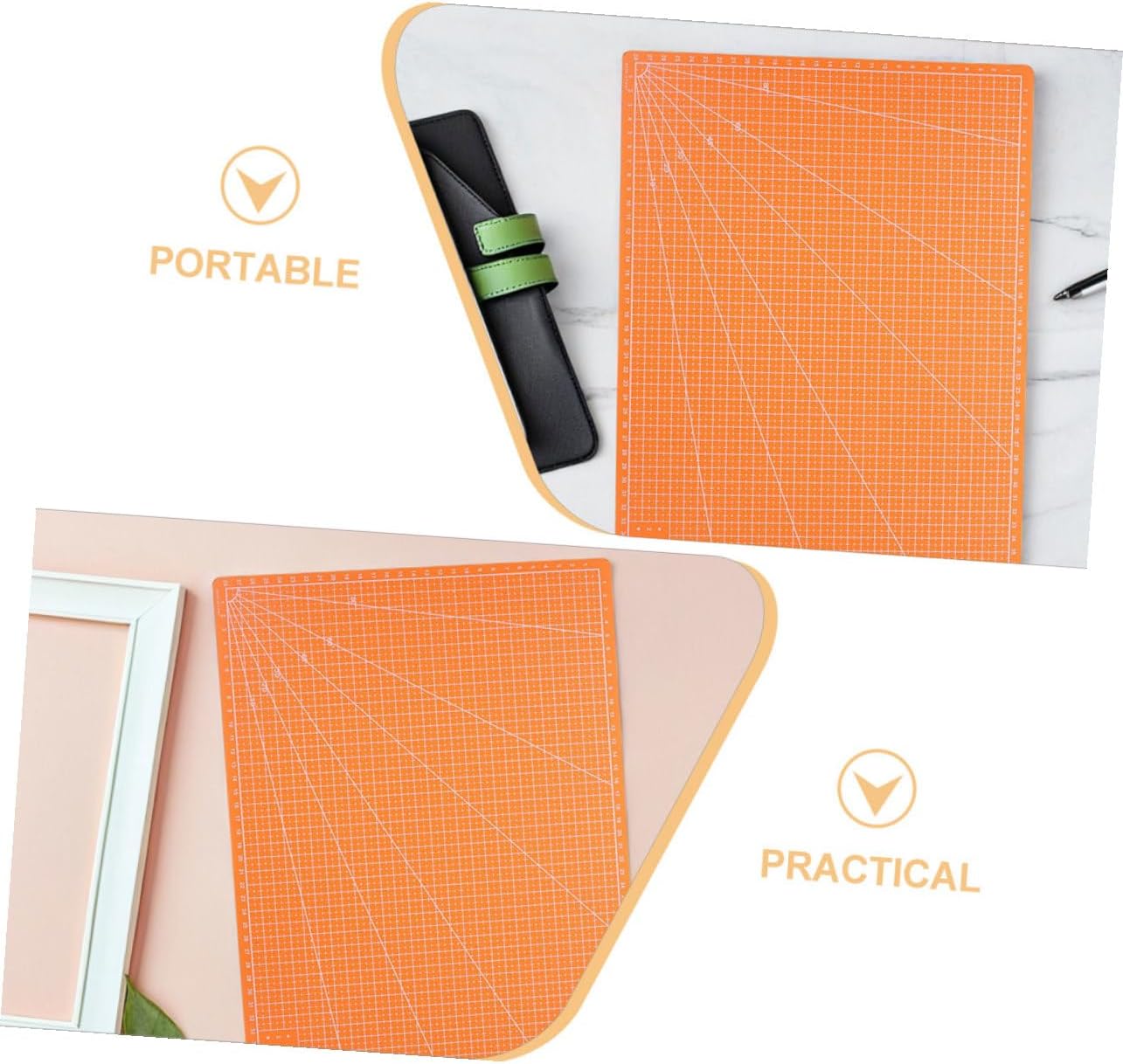 2pcs Double-sided Precision Cutting Mat for Crafts and Sewing Lightweight Orange Cutting Board for Quilting Modeling Projects Easy-clean Surface Protects Tools and Maintains