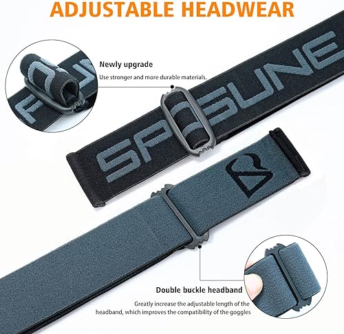 Miniatura 6 de SPOSUNE Gafas de esquí y nieve, resistentes al viento, antivaho, protección UV para hombres y mujeres, motocross, motocicleta, ATV, todoterreno, OTG