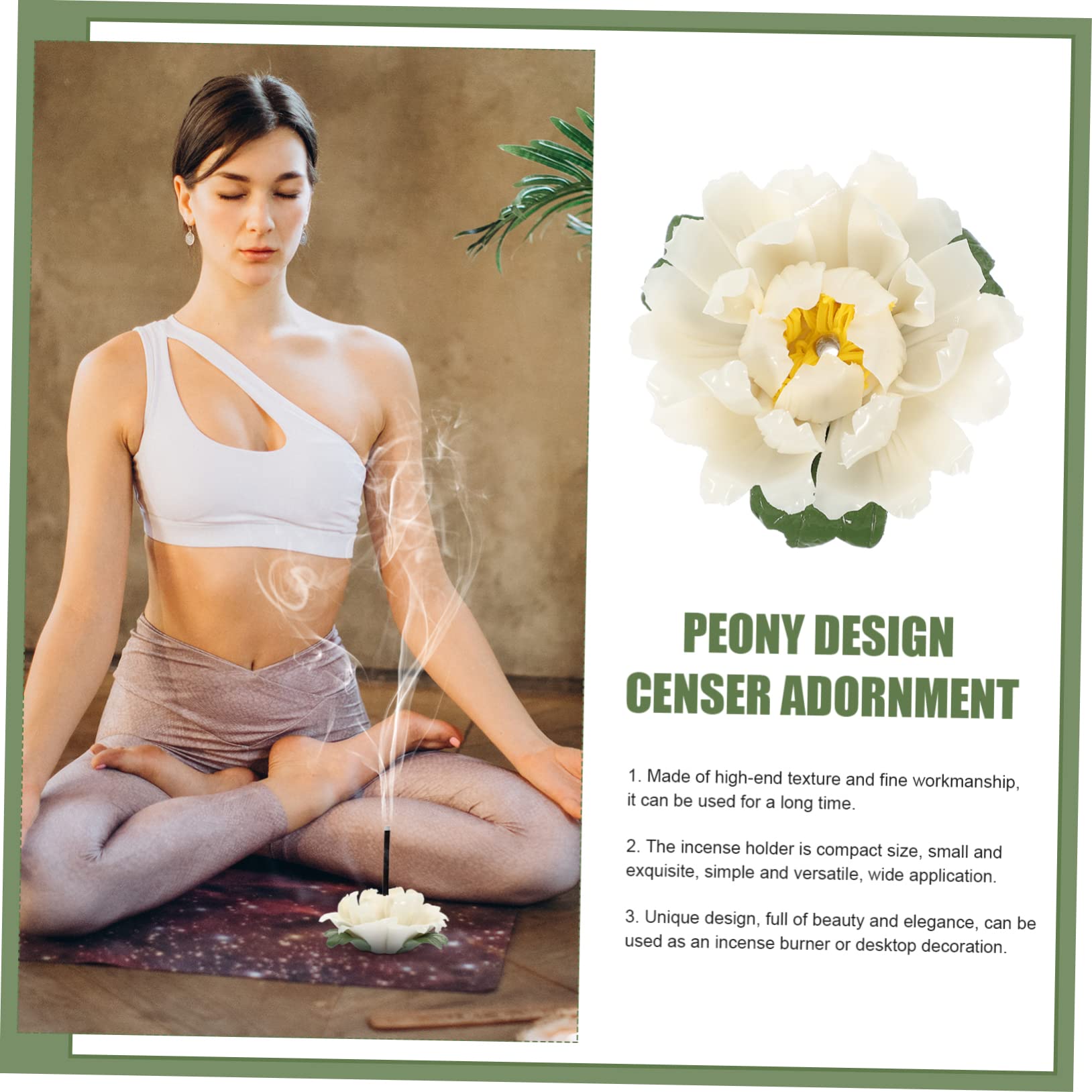 Ciieeo 4piezas Censer Adornment Peony Design Soporte De Incienso para Aromaterapia Diseño Elegante y Compacto para Decoración De Escritorio y Purificación del Aire