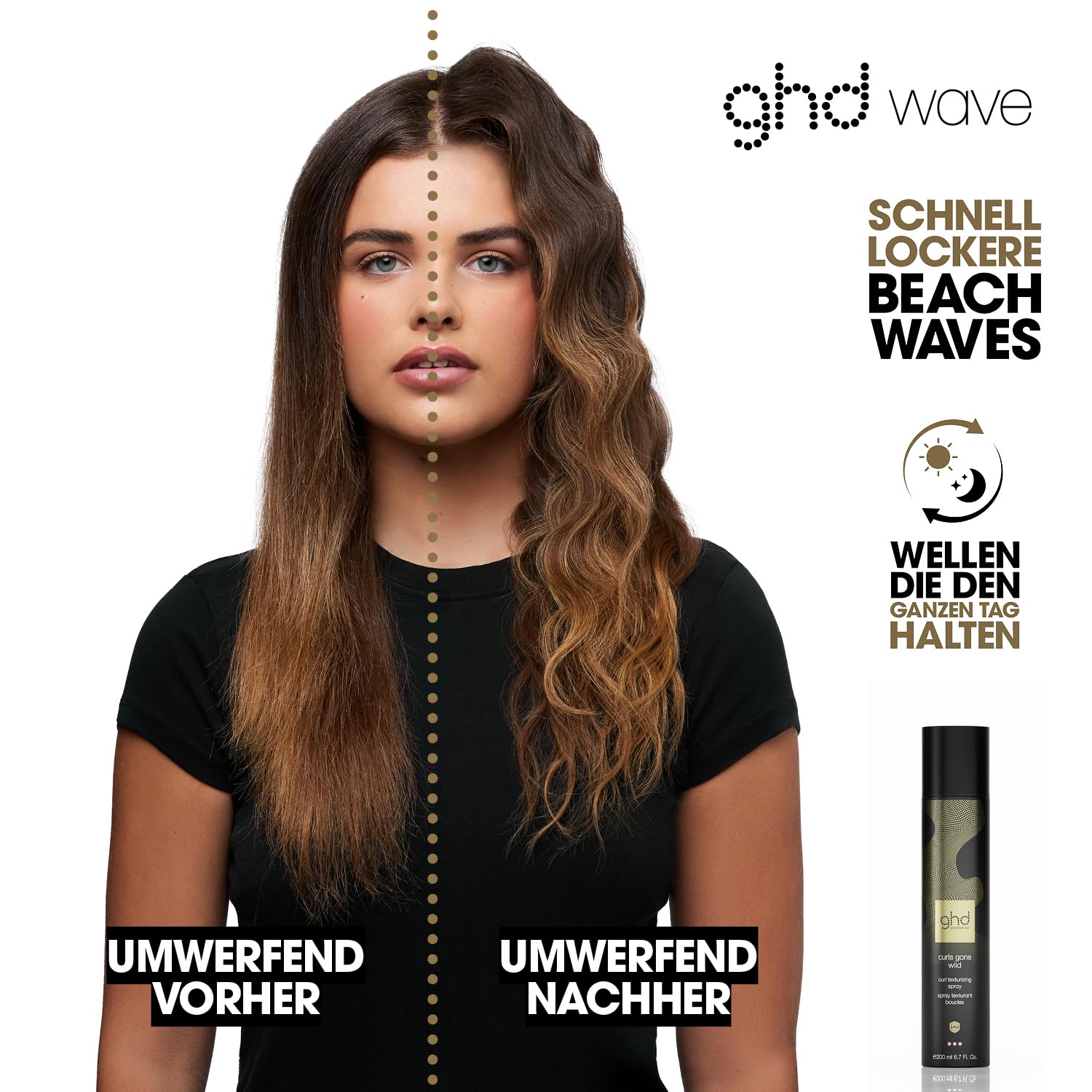 ghd curls gone wild - curl texturizing spray: Texturspray für mehr Volumen, 2-in-1 Spray zum Vorbereiten & Finish, aufbaubare Textur, langanhaltende Ergebnisse, für alle Haartypen; 200 ml