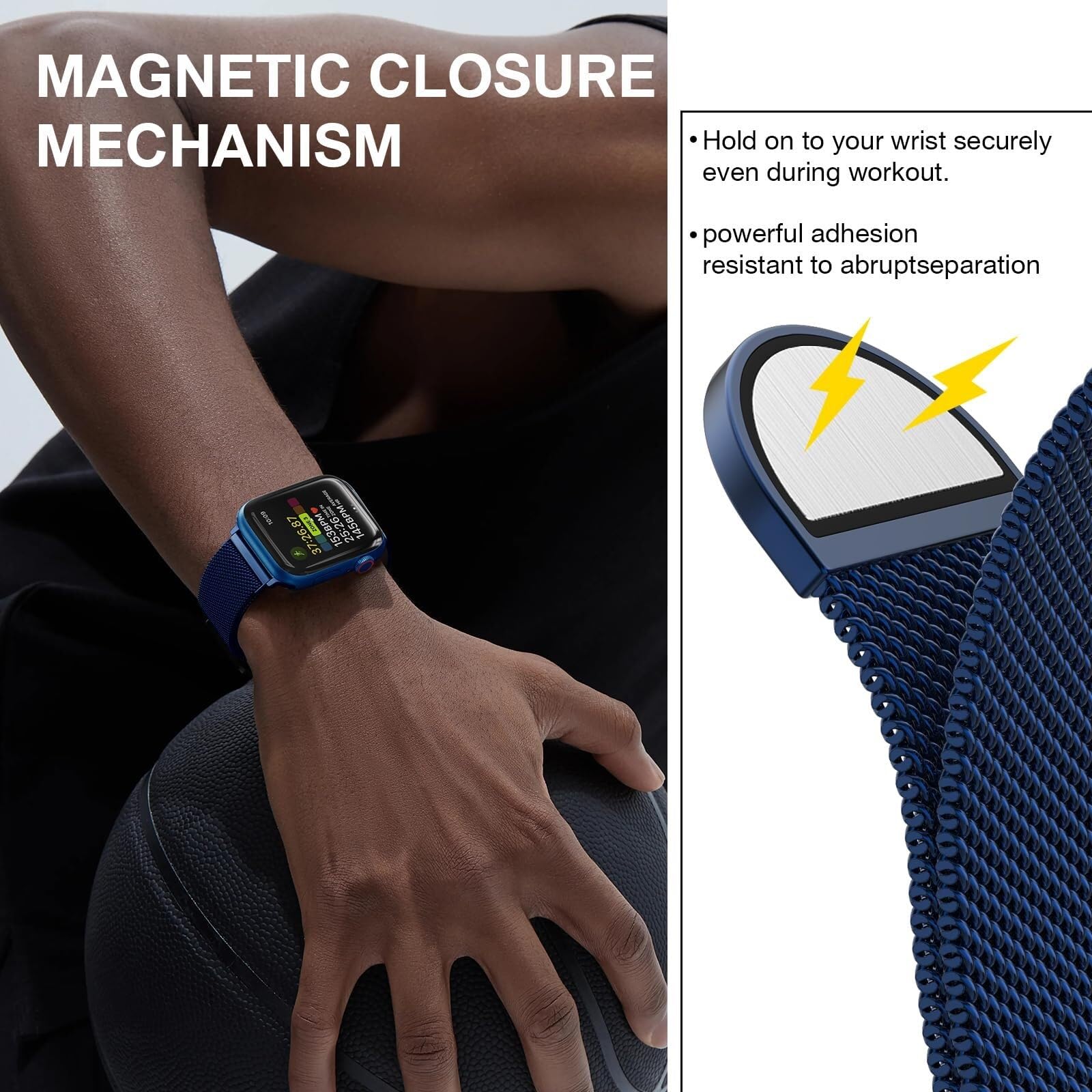 Passante milanese in Acciaio Inossidabile per Cinturini da 42 mm 44 mm 45 mm 49 mm 38 mm 40 mm 41 mm per Uomini e Donne, Chiusura Magnetica con Passante in Rete di Ricambio per Cinturini IWatch Serie