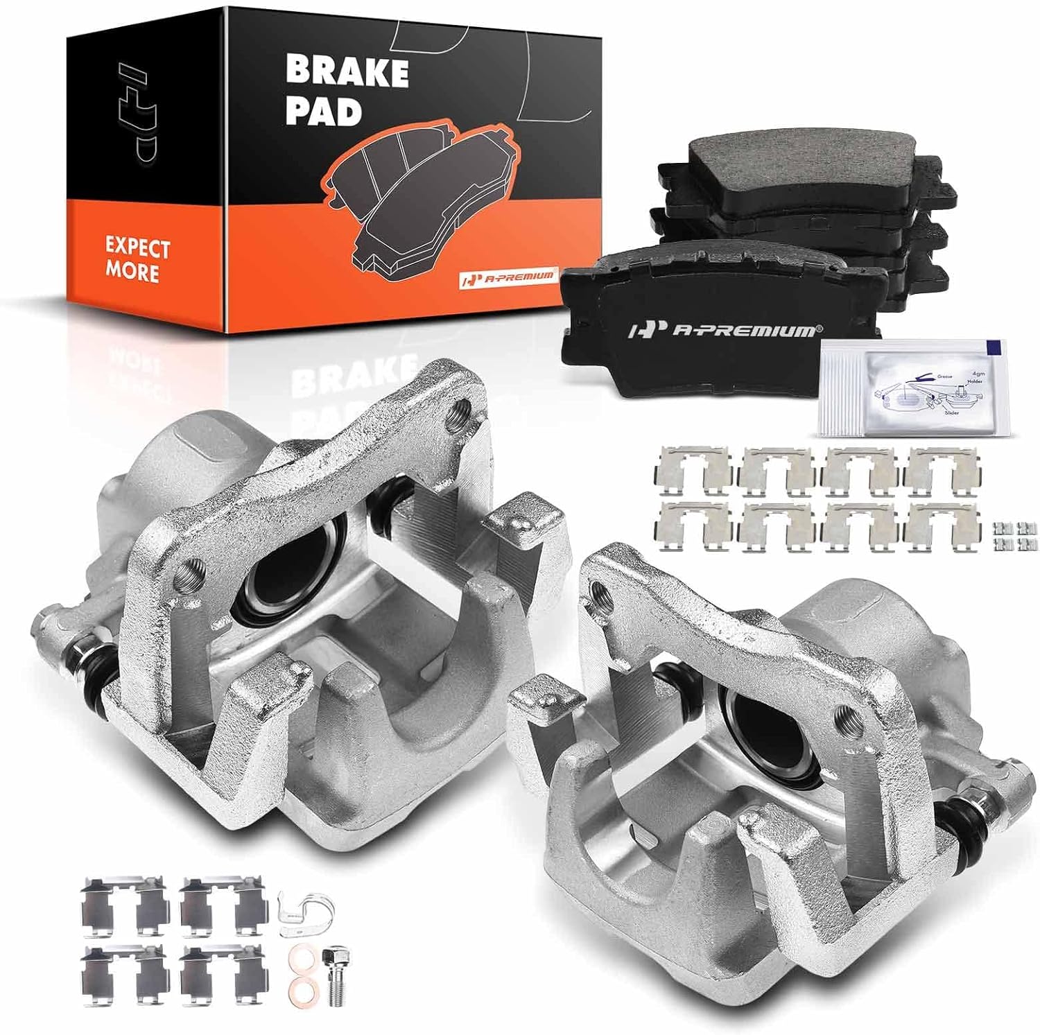 A-Premium Rear Disc Brake Calipers with Ceramic Pads Compatible with Toyota RAV4 2006 2007 2008 2009 2010 2011 2012 6-PC Set