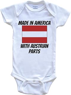 Made in America with Austrian Parts Austria Flag Funny One Piece Baby Bodysuit