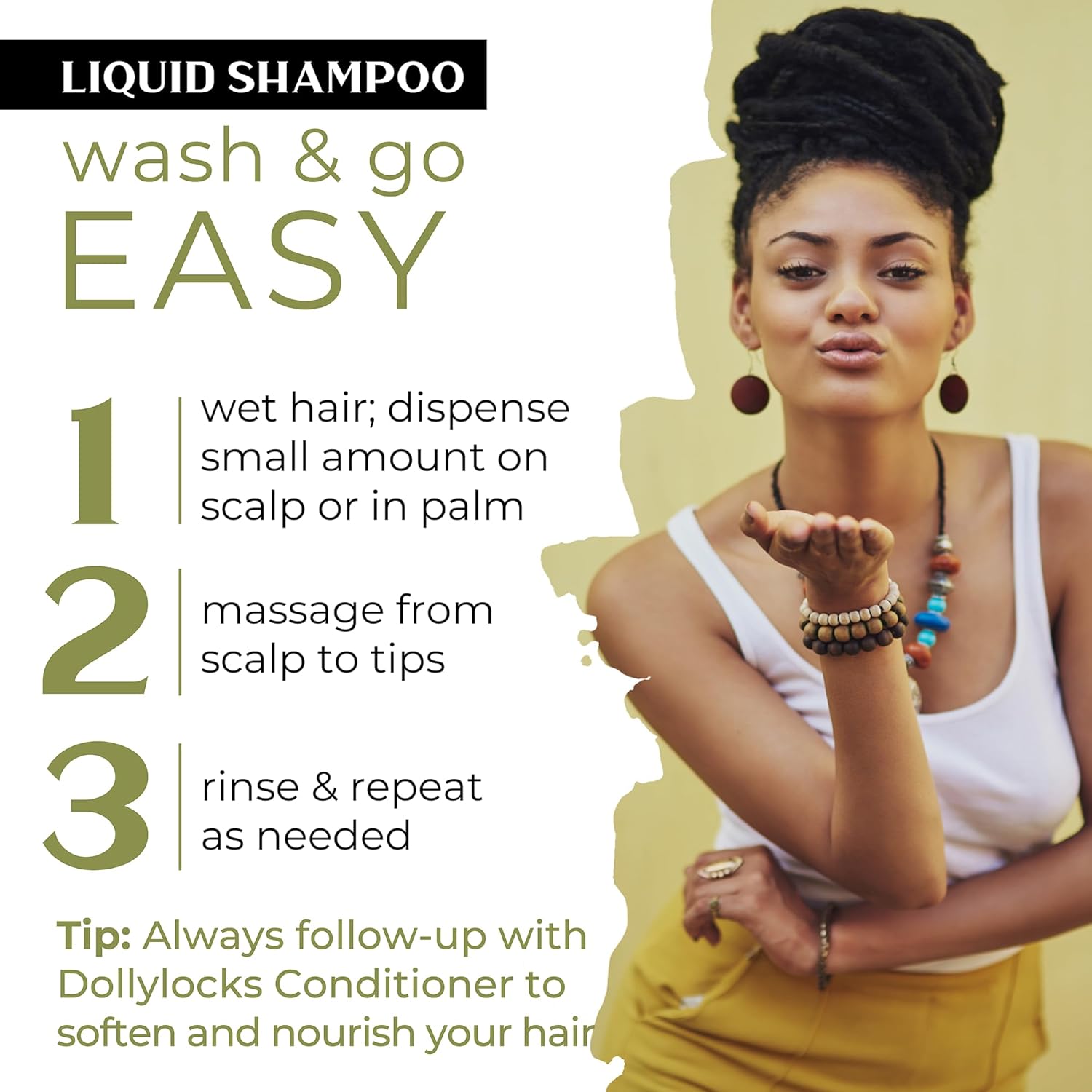 Dollylocks Clarifying Liquid Shampoo | Tea Tree Spearmint | Paraben-free, Plant-Based, Vegan, Residue-Free Loc, Braid, Dreadlock Care | All hair types | 8oz