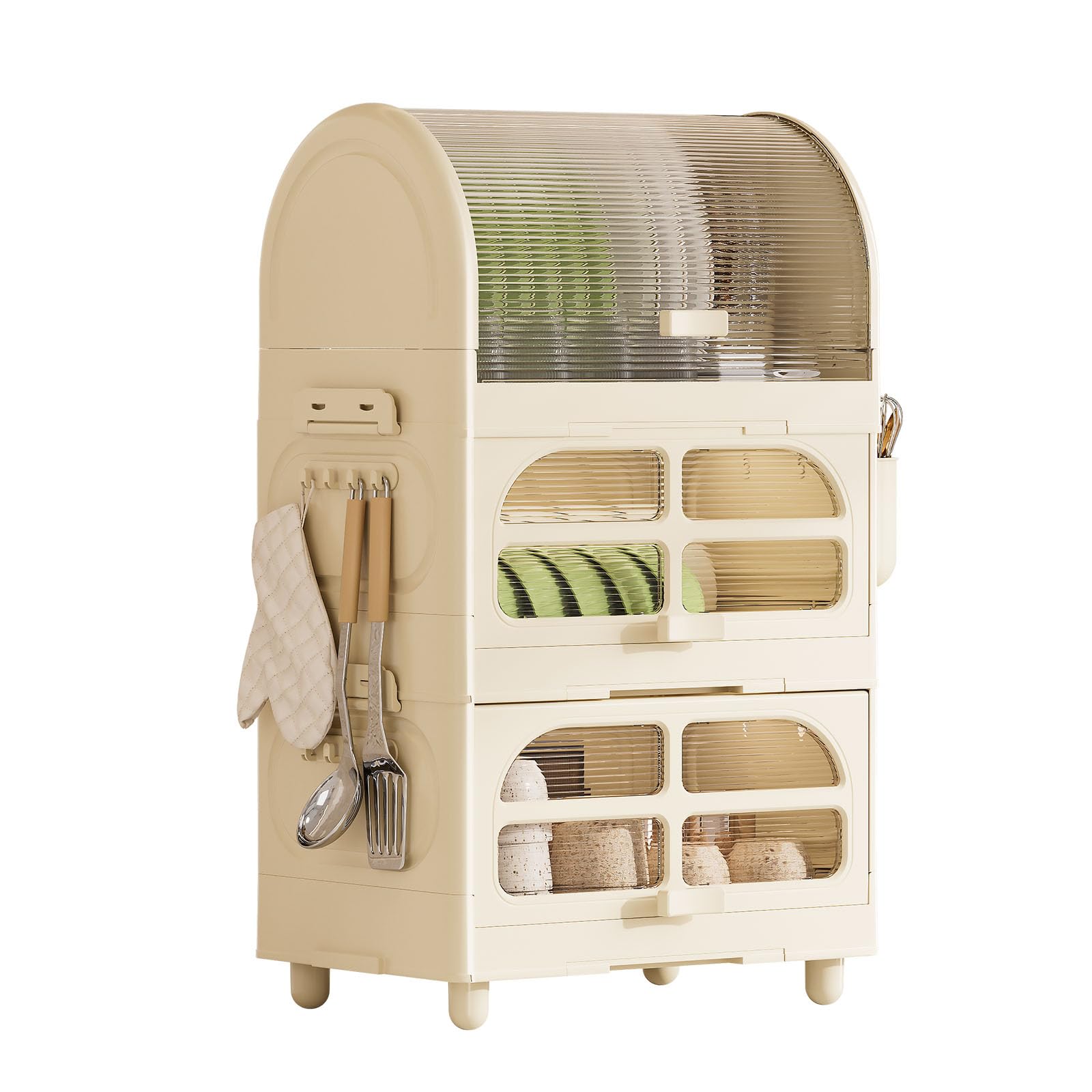 Kexpery 3-Tier Dish Drying Rack with Flip Cover