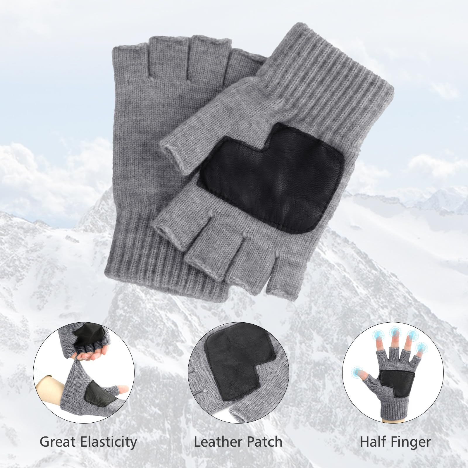 Maylisacc Guanti a Maglia Termiche Invernale, Guanti Touch Screen da 24cm per Uomo e Donna con la Mano Grande, Perfetto per Mandare Messaggio, Digitare Smartphone